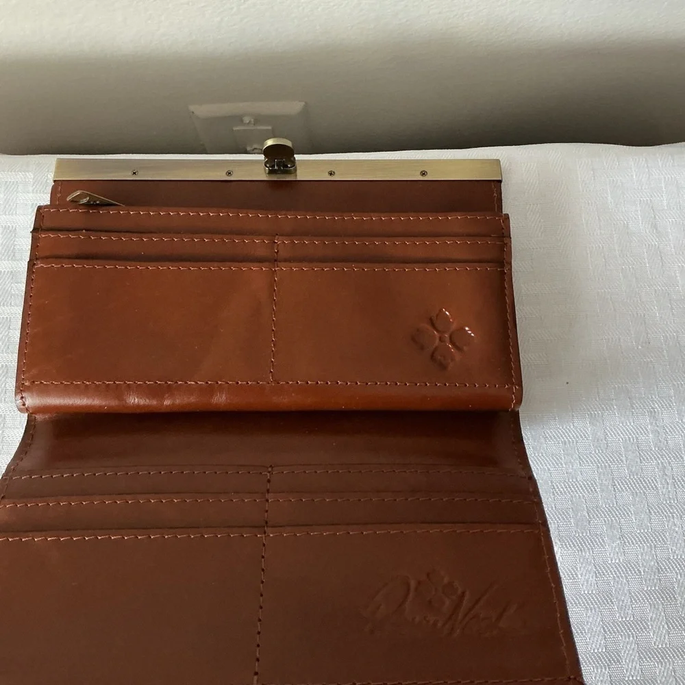 Embossed Floral Leather Wallet - Brown